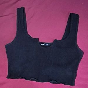 Simple Black Cropped Top